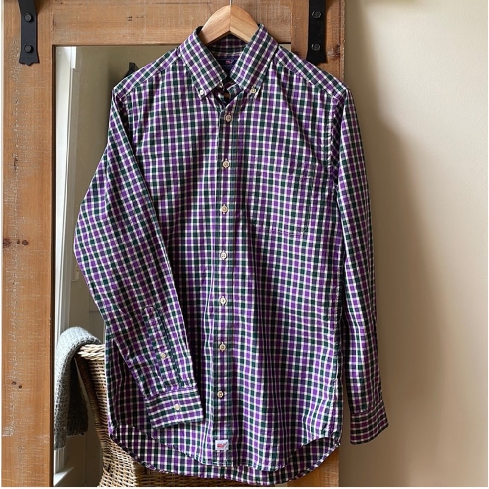 Vineyard Vines Purple Plaid Slim Fit Shirt Size S